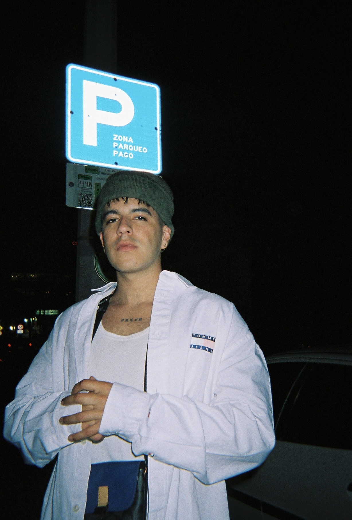 Marlon V photographed at night on location.